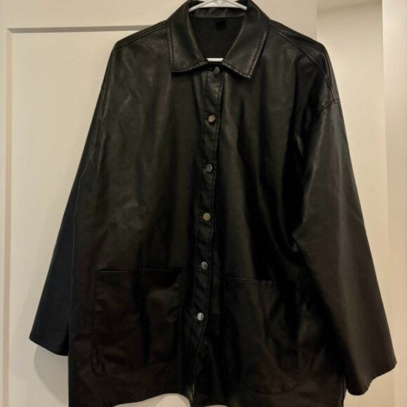 Zara Faux Leather Black Button-Up Jacket, size XL - Picture 5 of 5